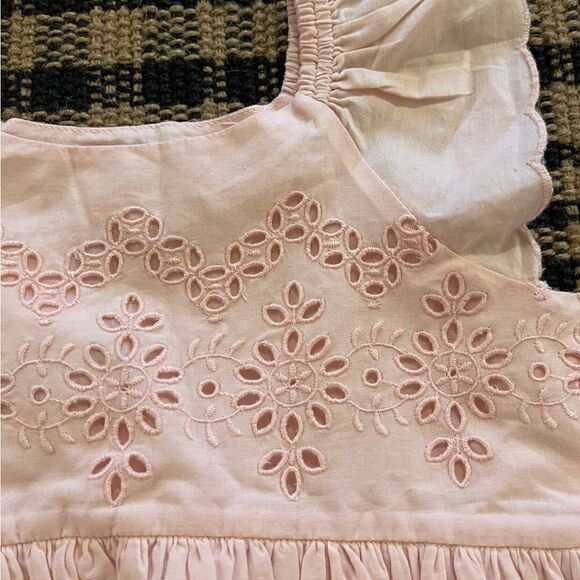 BABY GAP FLUTTER SLEEVE EYELET LACE PASTEL PINK TODDLER DRESS 4 - Picture 6 of 8